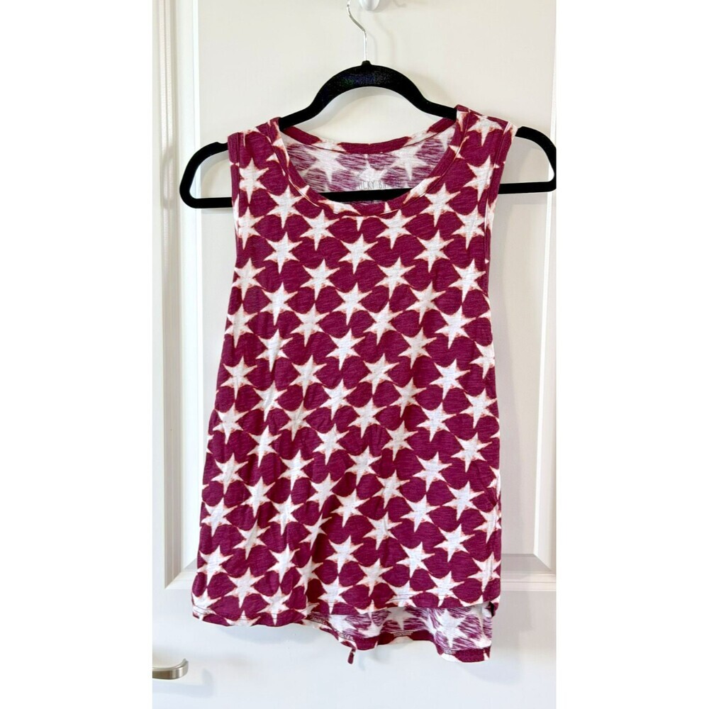 Lucky Brand Boho Red Star Print Tie Back Tank Top Size Med